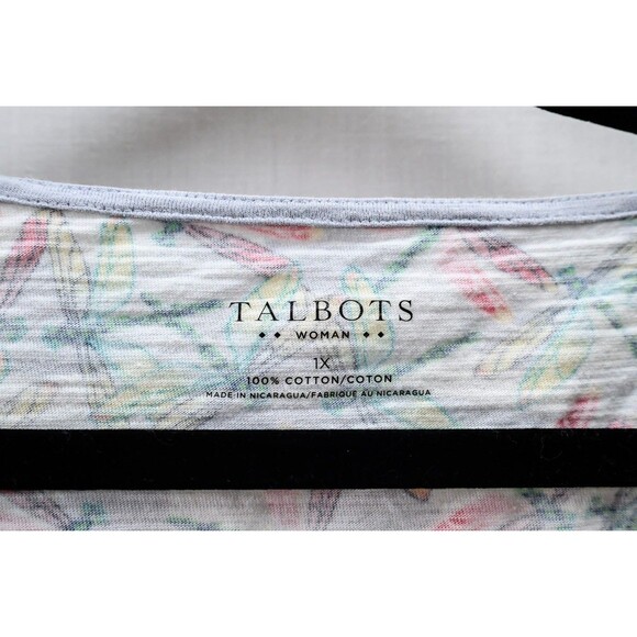 Talbots 1X Dragonfly print short sleeve T-shirt top cotton - Picture 2 of 7